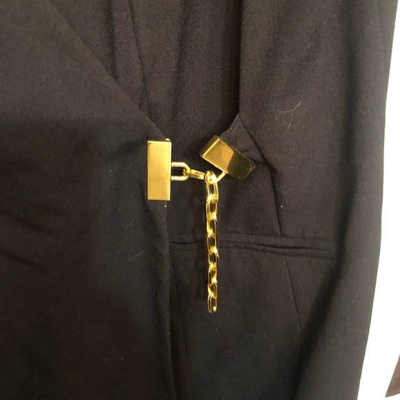 Calvin Klien size 14 black wrap dress with hidden zip gold detail - Picture 2 of 9